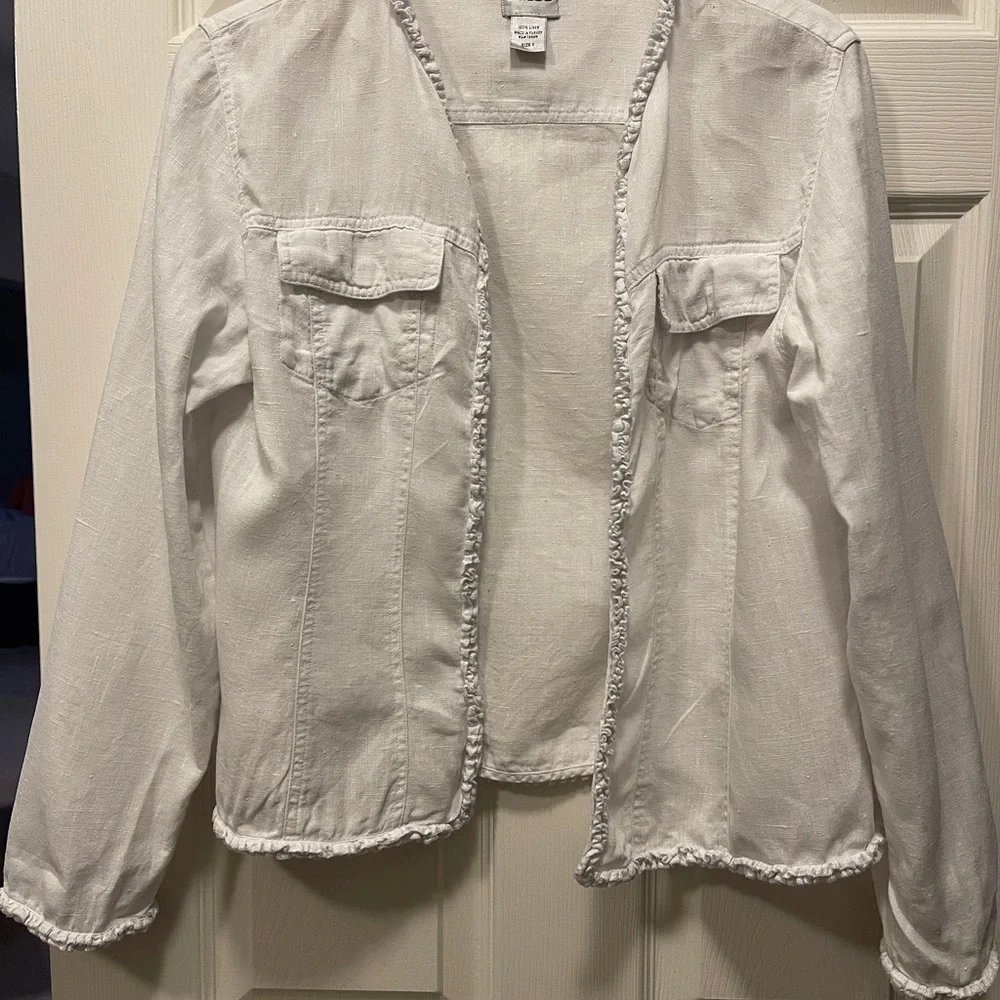 Chico’s 100% Linen Open Blazer – Size 1 (Fits Like Medium)‎